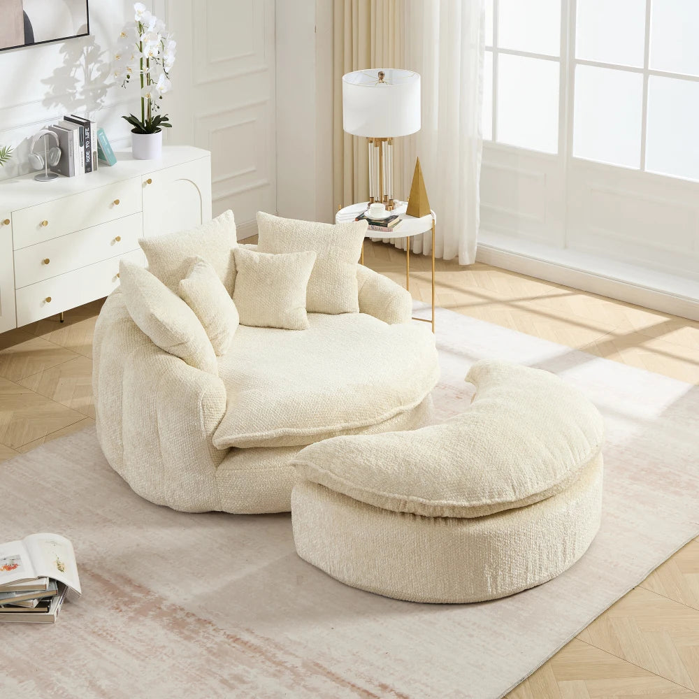 Fauteuil + repose-pieds FLUFFY