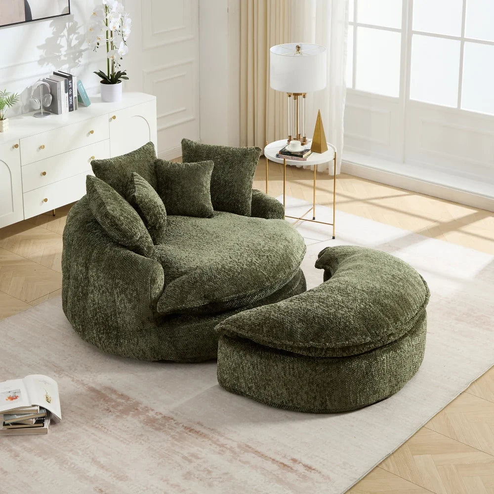 Fauteuil + repose-pieds FLUFFY