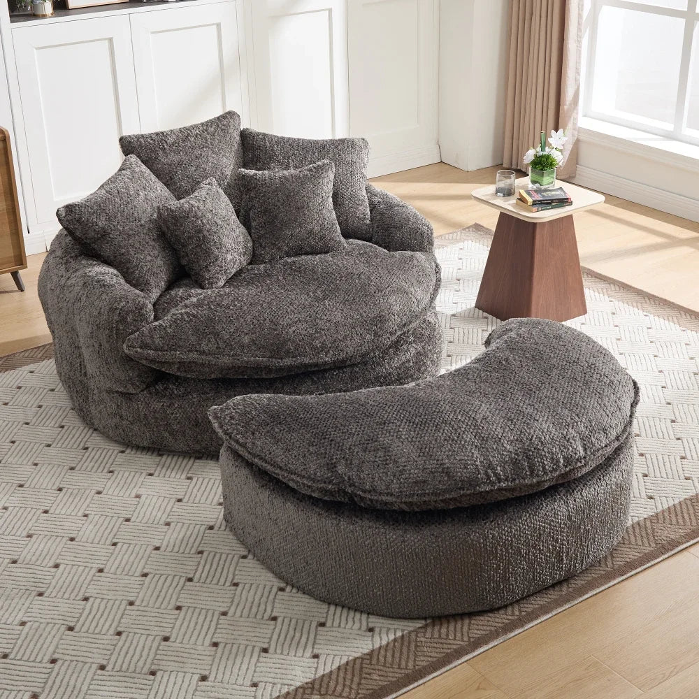 Fauteuil + repose-pieds FLUFFY