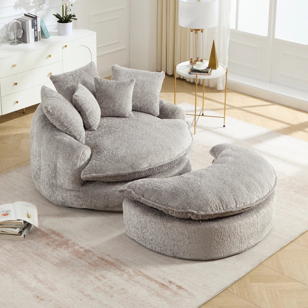 Fauteuil + repose-pieds FLUFFY